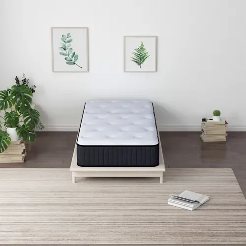 Matelas ressorts 90x190 cm avec 2 cm de mémoire de forme SENZA ép.25 cm vue d'ambiance 1