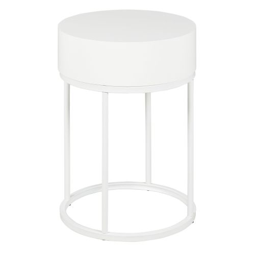 Chevet rond 1 tiroir NOE D. 38 cm blanc vue de derrière