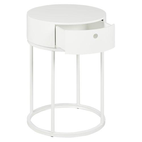 Chevet rond 1 tiroir NOE D. 38 cm blanc