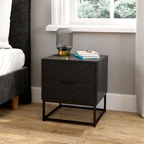 Chevet 2 tiroirs VADIM pied métal noir