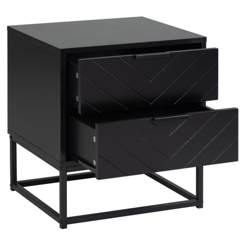Chevet 2 tiroirs VADIM pied métal noir