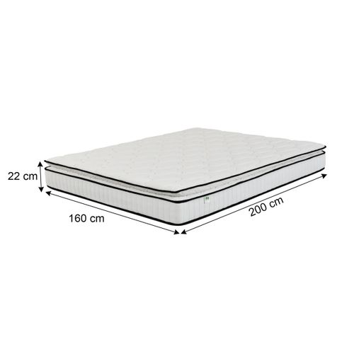 Matelas ressorts + surmatelas 160x200cm avec mémoire de forme CLEOPATRE ép.22 cm