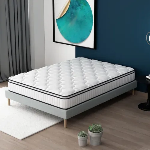 Matelas ressorts + surmatelas 140x190cm avec mémoire de forme CLEOPATRE ép.22 cm vue d'ambiance 1