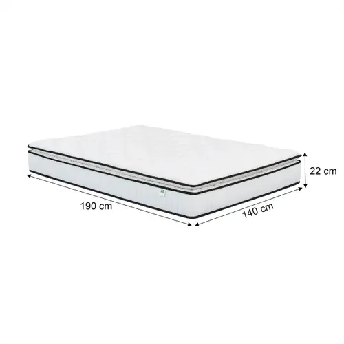 Matelas ressorts + surmatelas 140x190cm avec mémoire de forme CLEOPATRE ép.22 cm