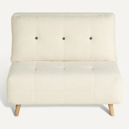 Fauteuil convertible CHOUPI tissu bouclette blanc vue de face