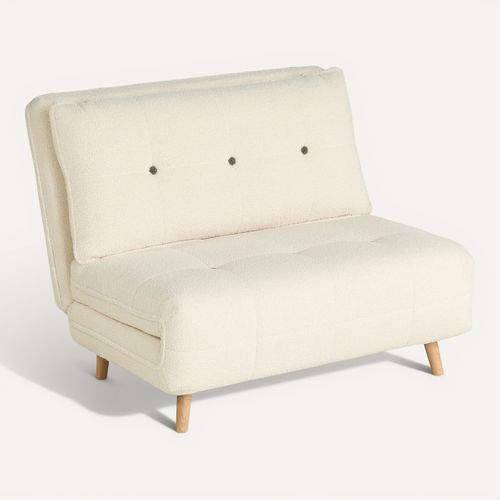 Fauteuil convertible CHOUPI tissu bouclette blanc vue 3/4