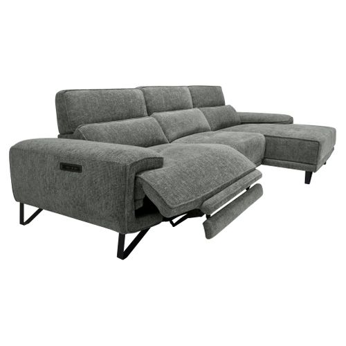 Canapé d'angle méridienne MAXIME droit tissu gris foncé