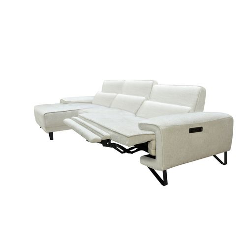 Canapé d'angle méridienne MAXIME gauche tissu crème