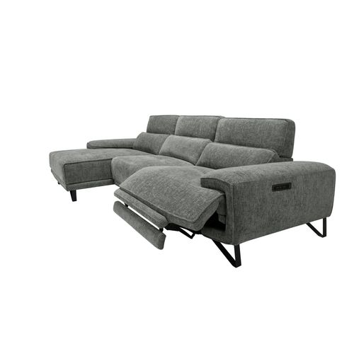 Canapé d'angle méridienne MAXIME gauche tissu gris foncé