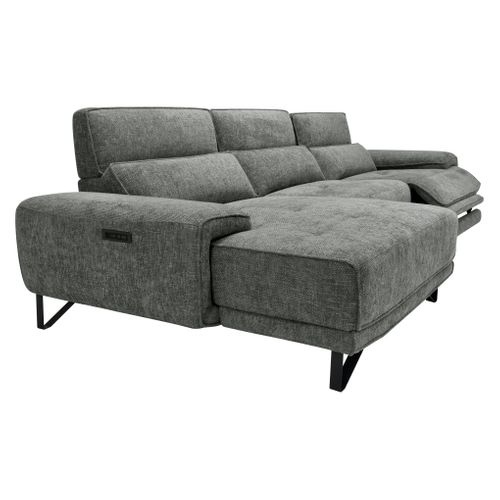 Canapé d'angle méridienne MAXIME gauche tissu gris foncé