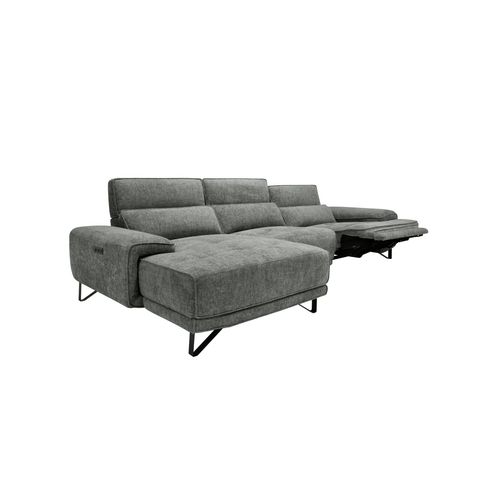 Canapé d'angle méridienne MAXIME gauche tissu gris foncé