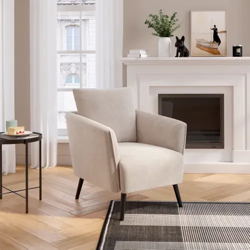 Fauteuil ARCHIE tissu crème vue d'ambiance 1