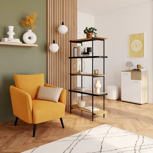 Fauteuil ARCHIE tissu jaune vue d'ambiance 1