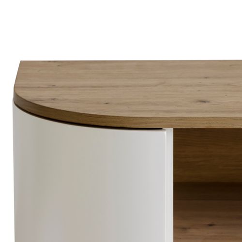 Buffet 5 portes RONDY imitation chêne et blanc