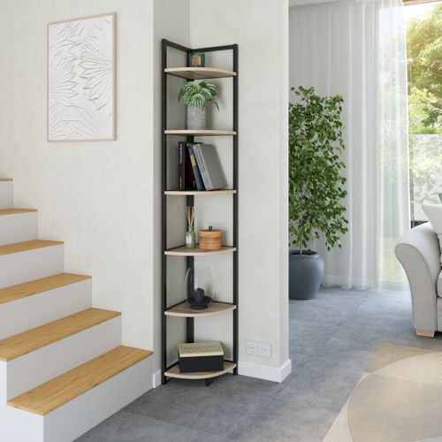 Bibliothèque d'angle BONO imiattion chêne et noir