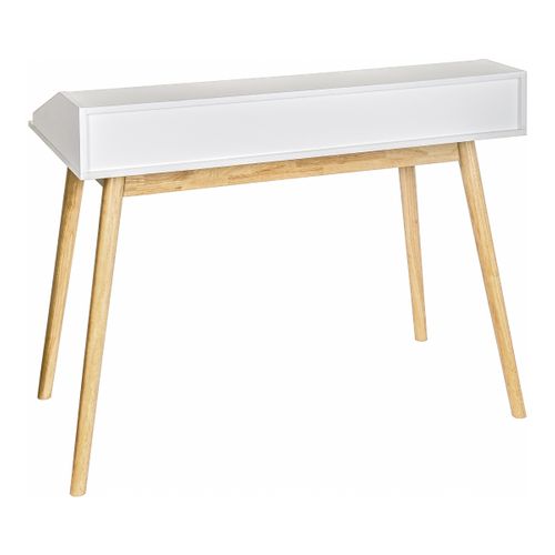 Bureau 2 tiroirs CLEO blanc et hévéa vue de derrière