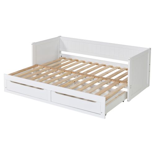 Lit extensible 2X80x190 cm VIKY blanc vue de profil