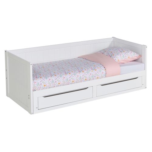 Lit extensible 2X80x190 cm VIKY blanc vue 3/4