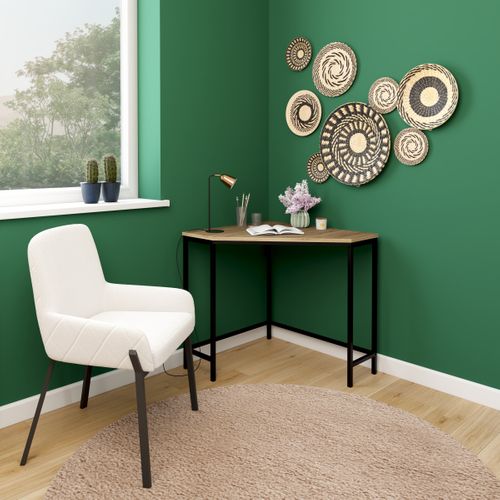 Bureau d'angle BONO imitation chêne et noir