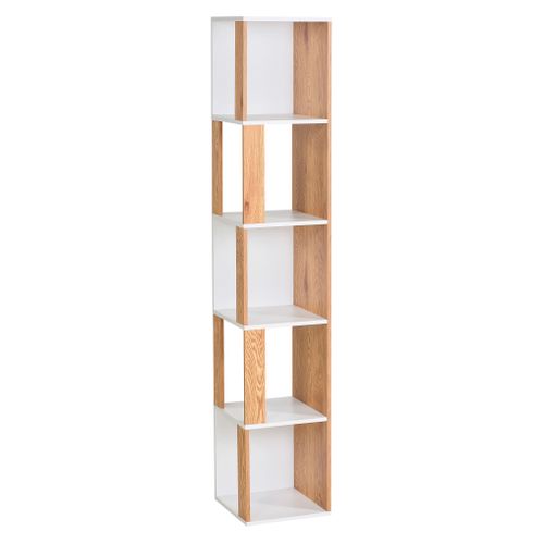 Bibliotèque GINIE imitation chêne et blanc. vue 3/4