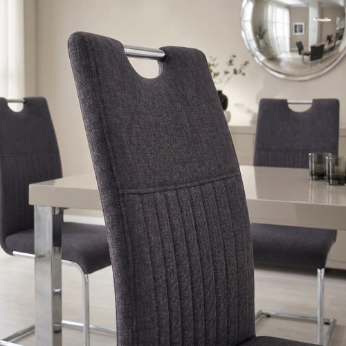 Lot de 4 chaises GREY tissu gris pieds chromés
