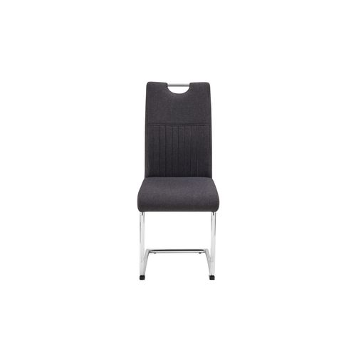 Lot de 4 chaises GREY tissu gris pieds chromés