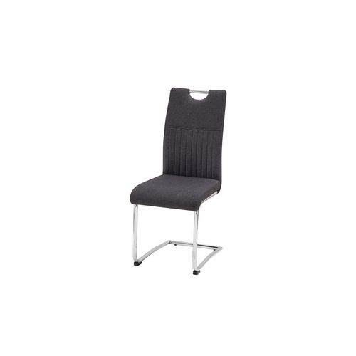 Lot de 4 chaises GREY tissu gris pieds chromés
