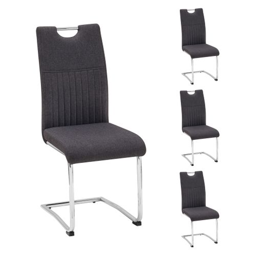 Lot de 4 chaises GREY tissu gris pieds chromés