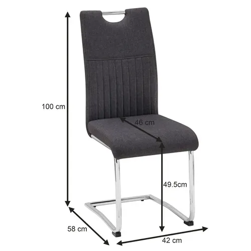 Lot de 4 chaises GREY tissu gris pieds chromés