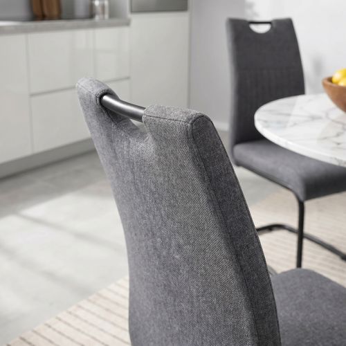 Lot de 4 chaises GREY tissu gris pieds noir