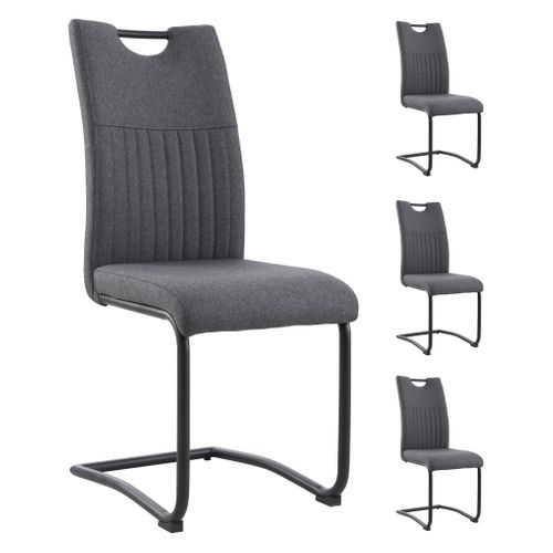 Lot de 4 chaises GREY tissu gris pieds noir