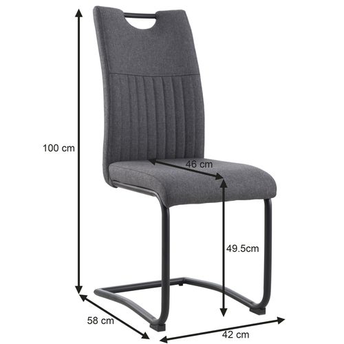 Lot de 4 chaises GREY tissu gris pieds noir