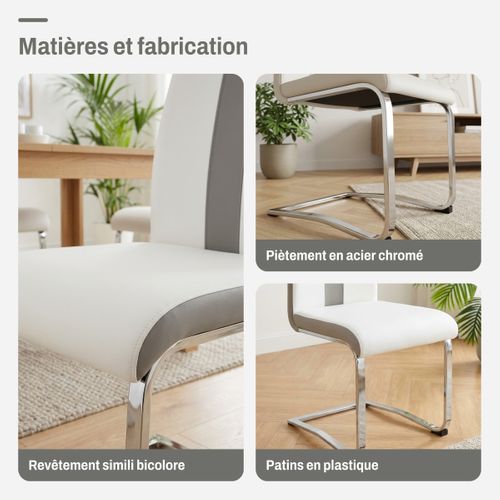 Lot de 2 chaises SNOW blanche et grise vue accessoires