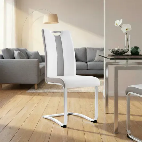 Lot de 2 chaises SNOW blanche et grise vue d'ambiance 1