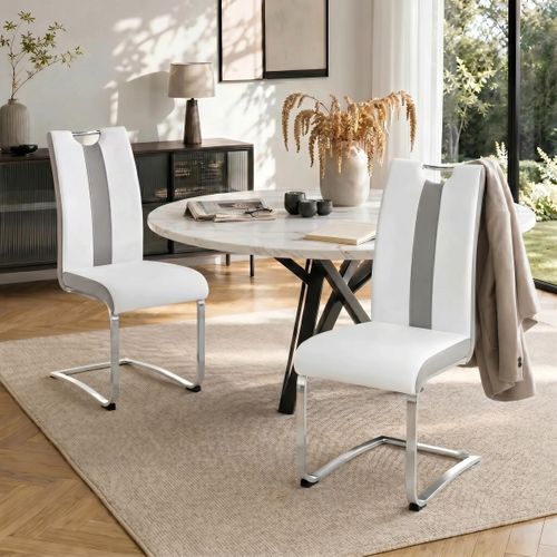 Lot de 2 chaises SNOW blanche et grise