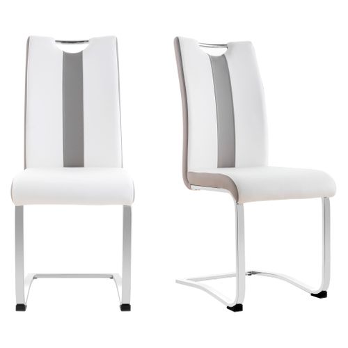 Lot de 2 chaises SNOW blanche et grise vue 3/4