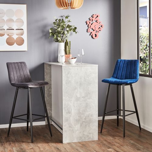 Lot de 2 tabourets de bar H.66 cm VELUTTO gris vue d'ambiance 1