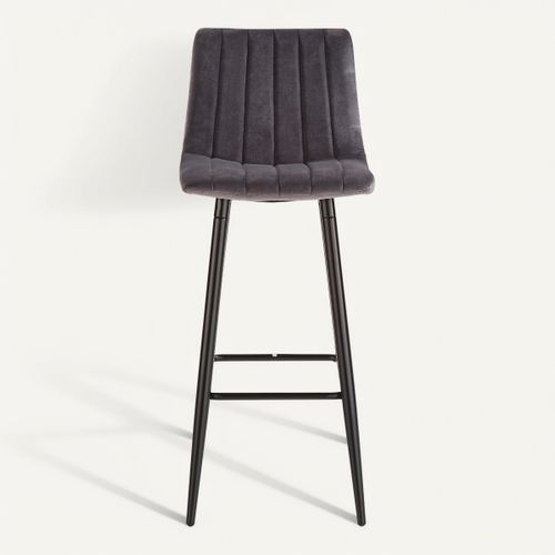 Lot de 2 tabourets de bar H.66 cm VELUTTO gris vue de face