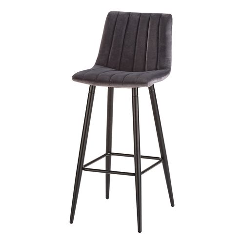 Lot de 2 tabourets de bar H.66 cm VELUTTO gris vue de profil