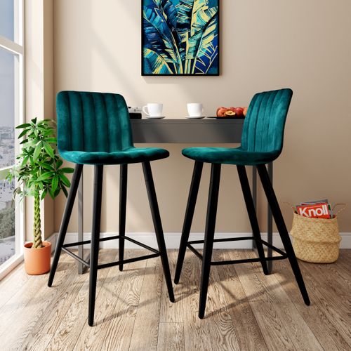Lot de 2 tabourets de bar H.66 cm VELUTTO vert