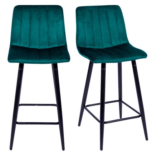 Lot de 2 tabourets de bar H.66 cm VELUTTO vert