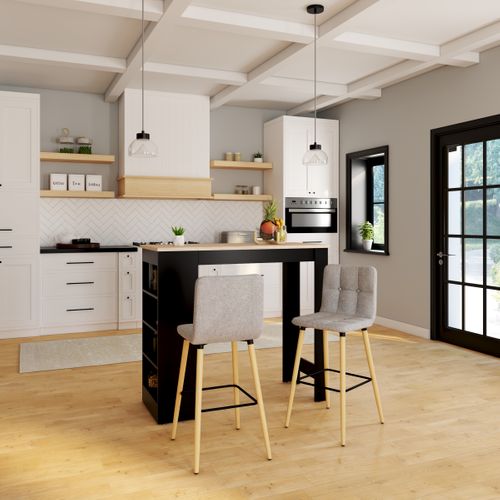 Lot de 2 tabourets de bar H. 63 cm MEVIK Gris clair