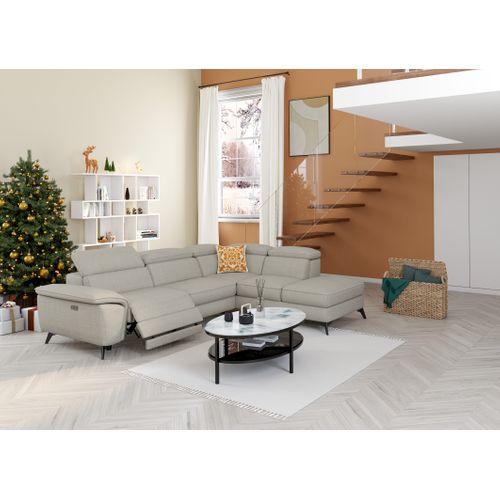 Canapé angle gauche relax électrique NEWPORT III tissu grege