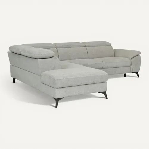 Canapé angle gauche relax électrique NEWPORT III tissu grege vue 3/4