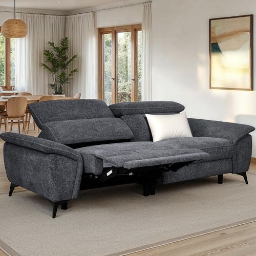 Canapé 3 places relax Newport III tissu gris foncé