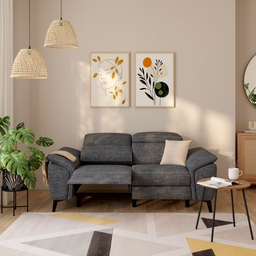 Canapé 2 places relax Newport III tissu gris foncé