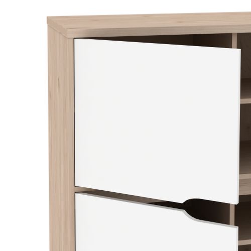 Rangement 4 portes Nordic imitation chêne et blanc