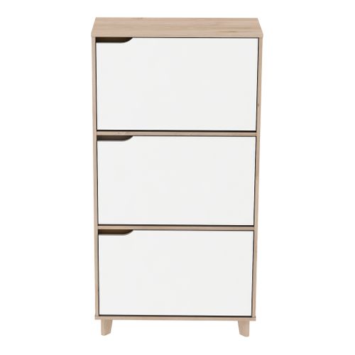 Meuble à chaussures NORDIC blanc et imitation chêne