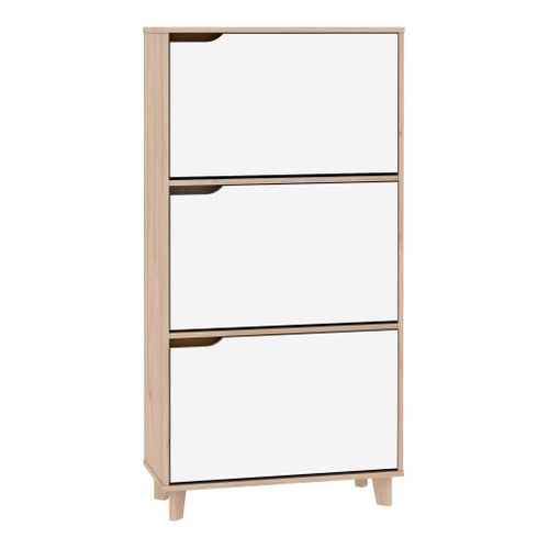 Meuble à chaussures NORDIC blanc et imitation chêne