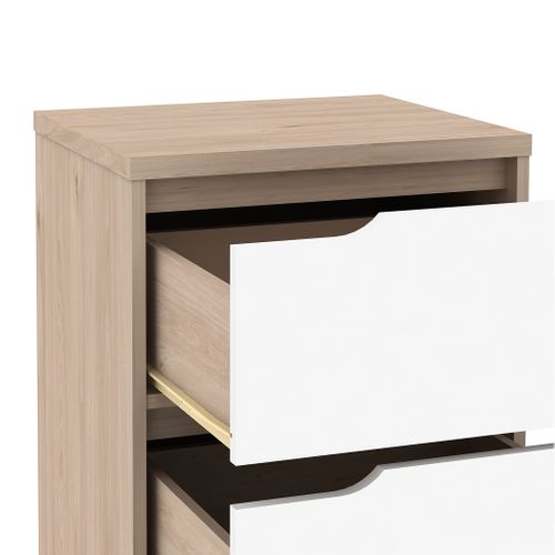 Commode 3 tiroirs Nordic imitation chêne et blanc